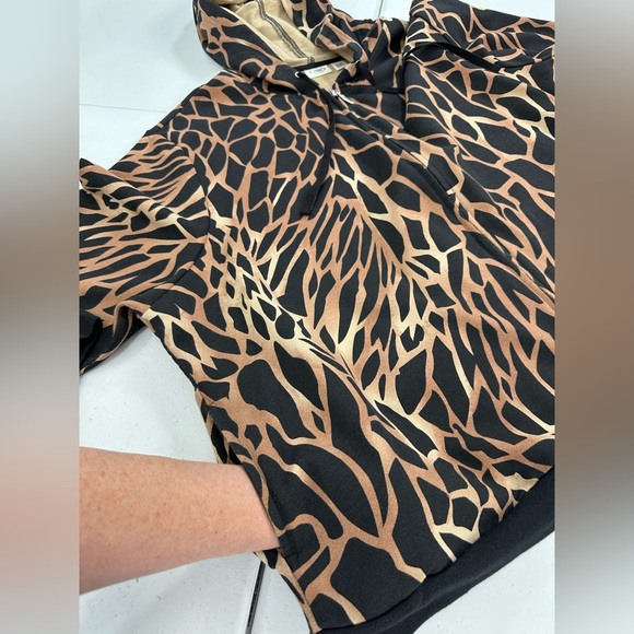 Cato Brown Black Animal Print Zip Up Hoodie Jacket Y2K Jungle Safari 26/28W - Picture 6 of 9
